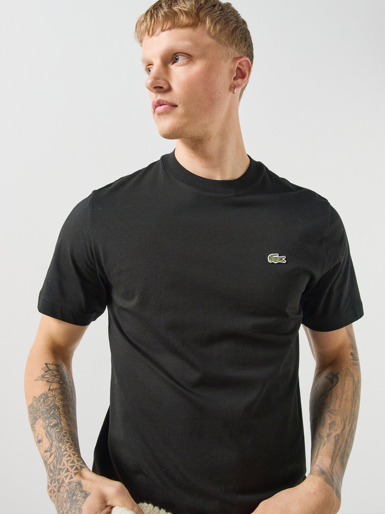 Image 1 of 6 of Lacoste Mid Weight Cotton Jersey T-Shirt - Black