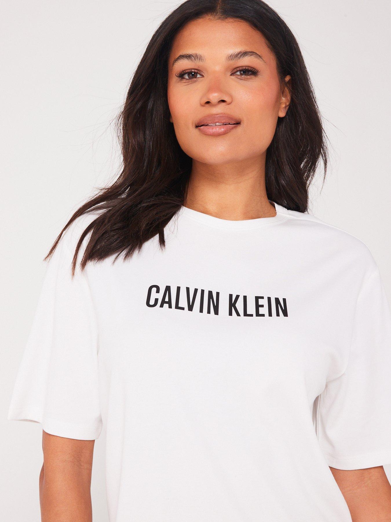 Calvin Klein Logo Sleep Shirt White Very