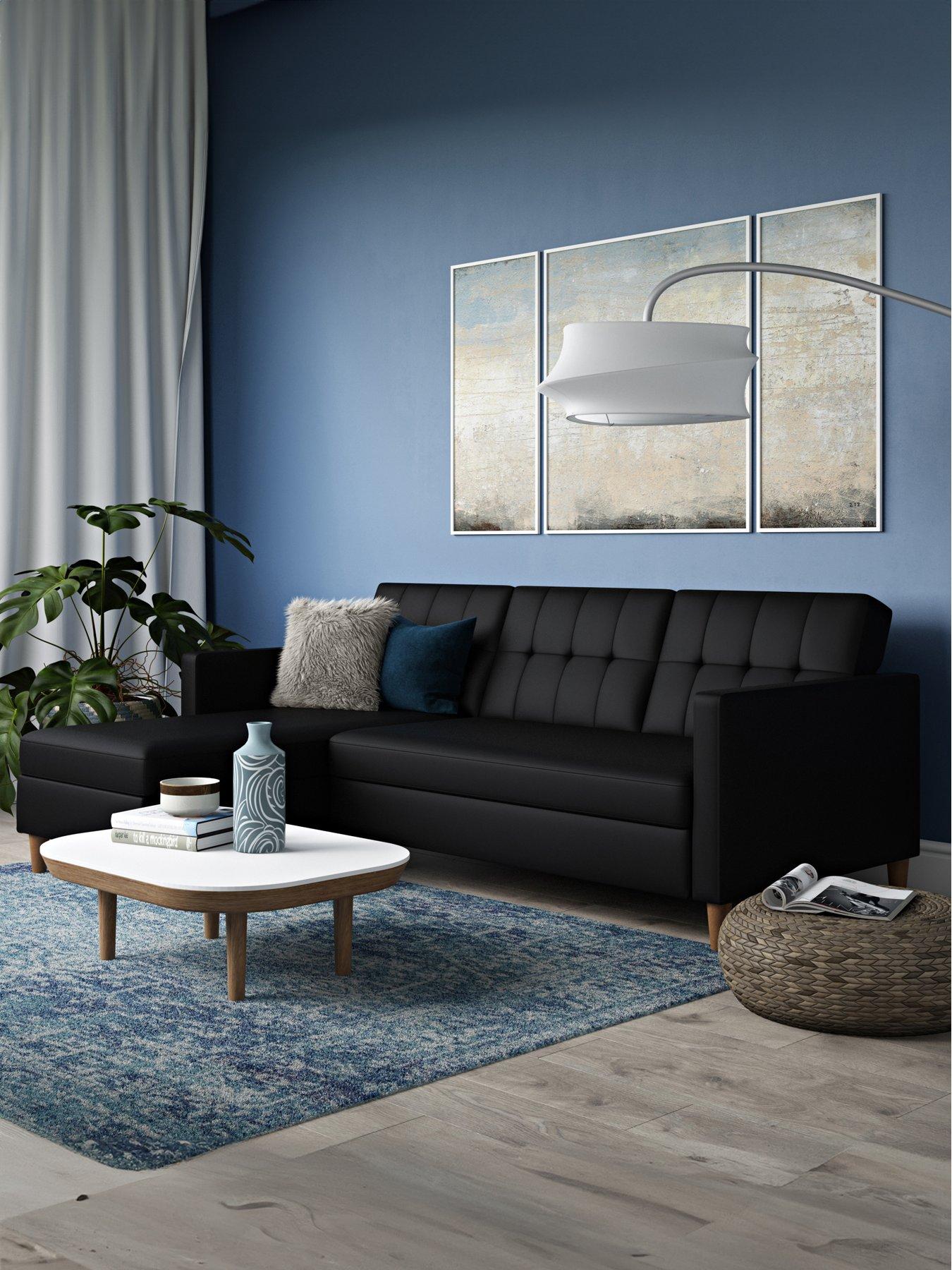 Dorel Home Hartford Corner Sofa Bed Chaise with Storage - Left or Right Hand Side