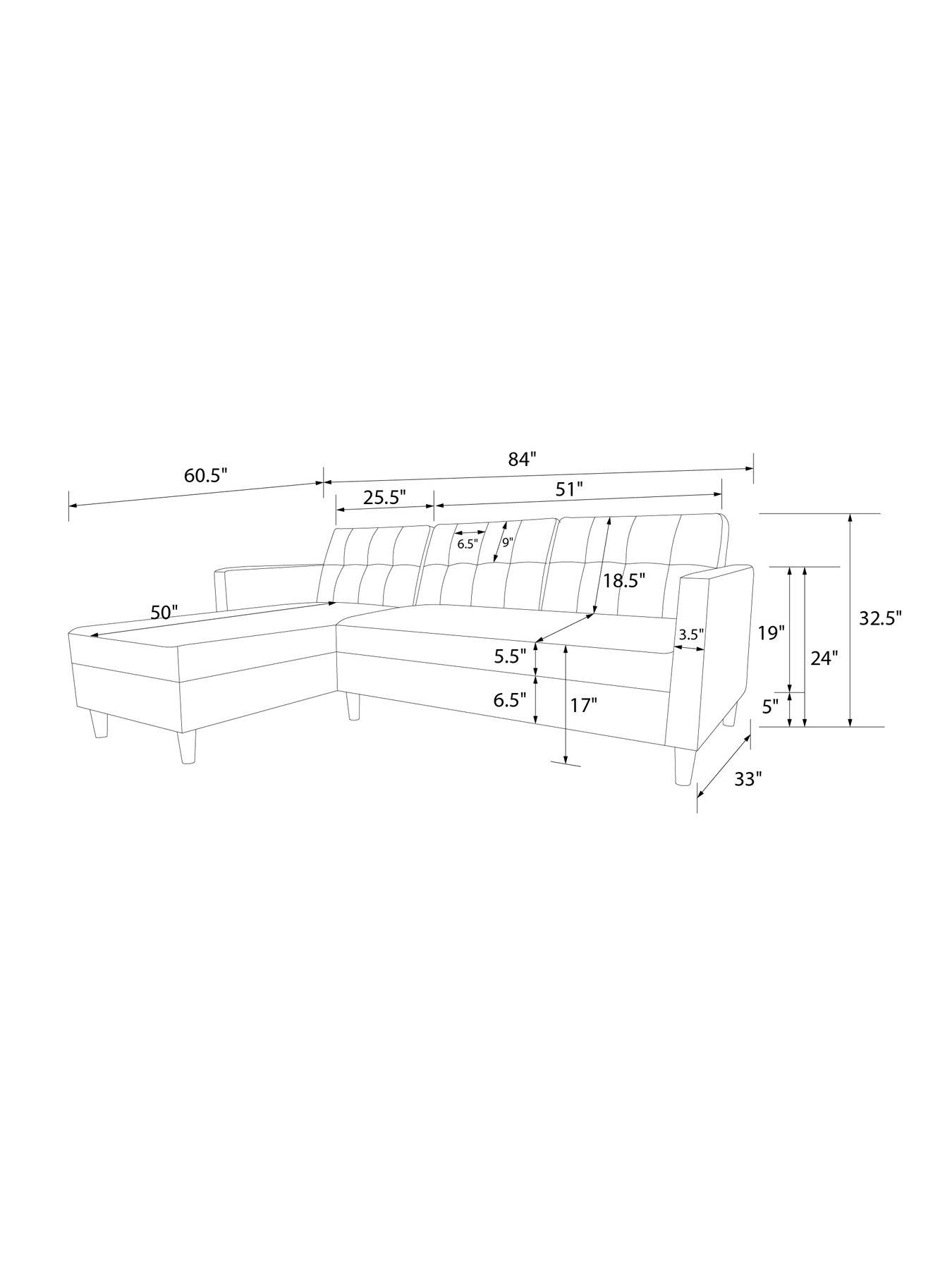Image 7 of 7 of Dorel Home Hartford Sectional Corner&nbsp;Futon - Black