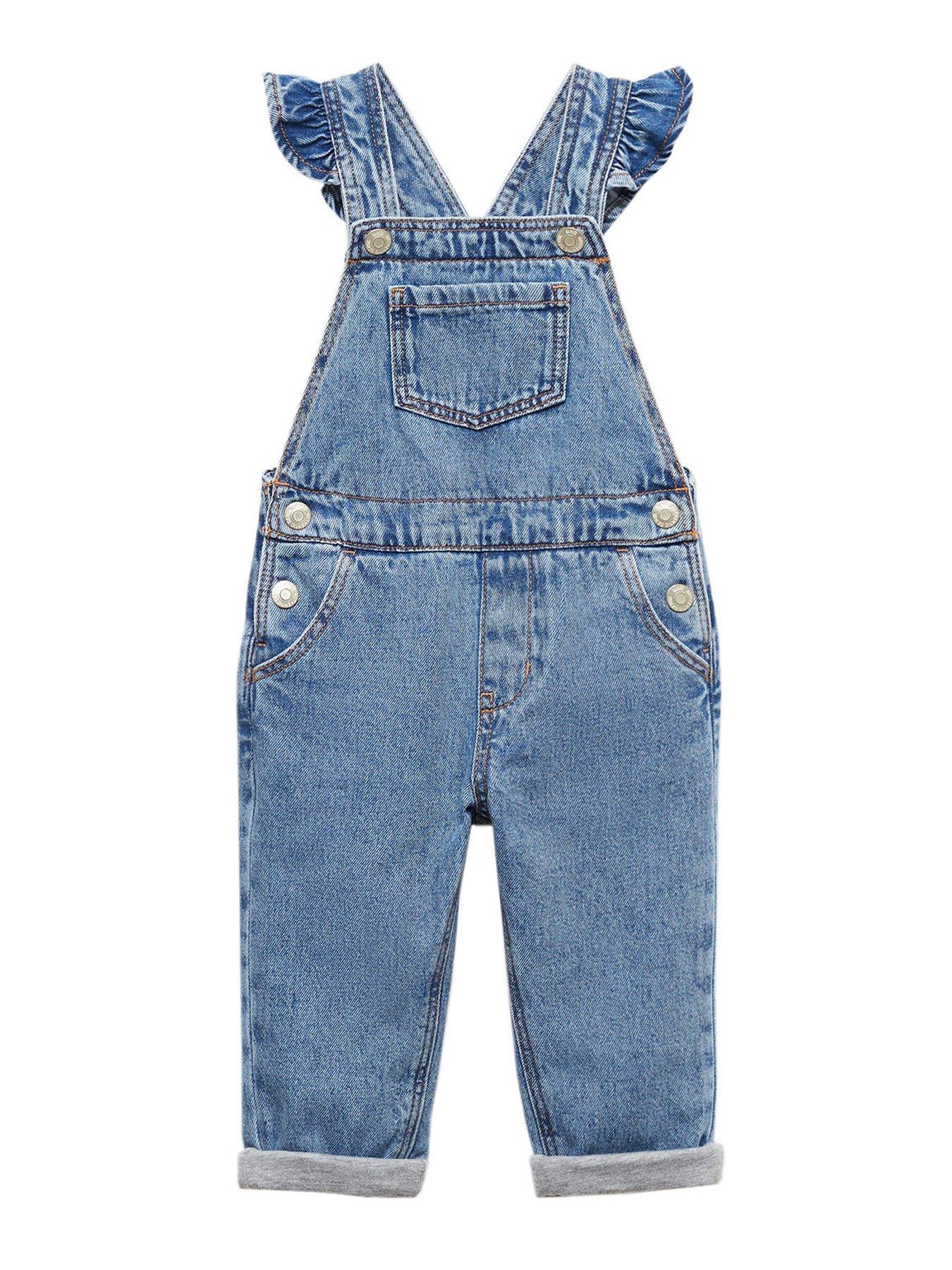 Girl denim dungarees sales uk