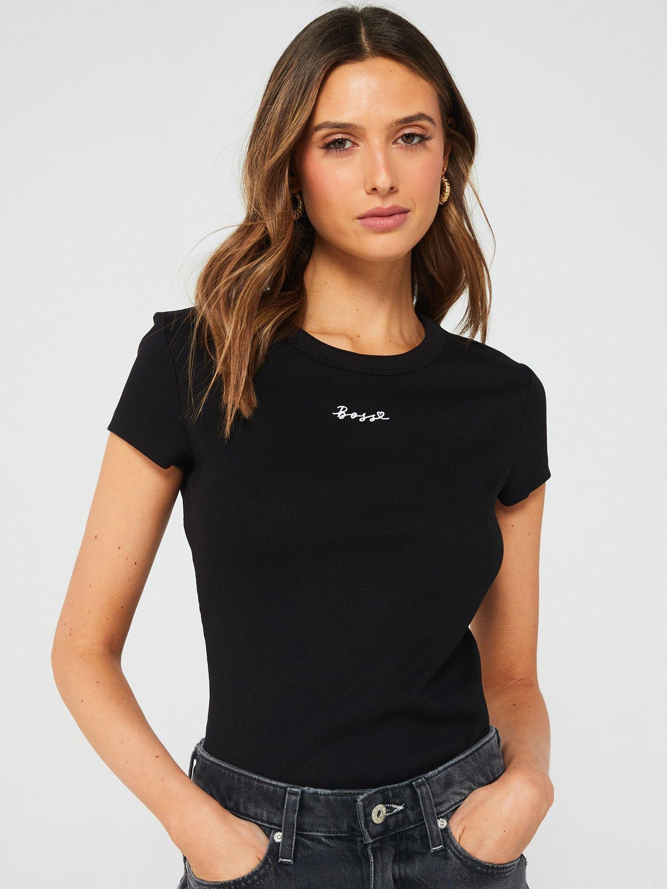 Orange Esim Ribbed Jersey T shirt Black