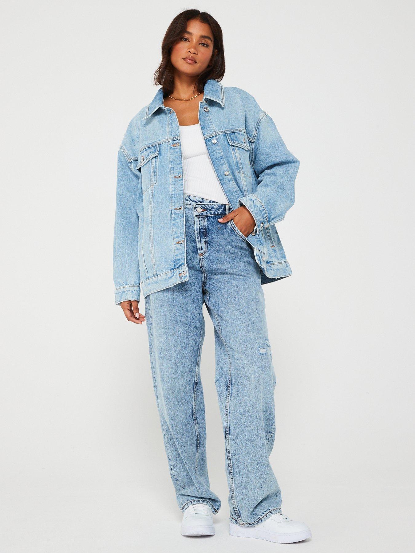 HUGO RED Hugo Icon Logo Back Oversized Denim Jacket - Blue | Very.co.uk