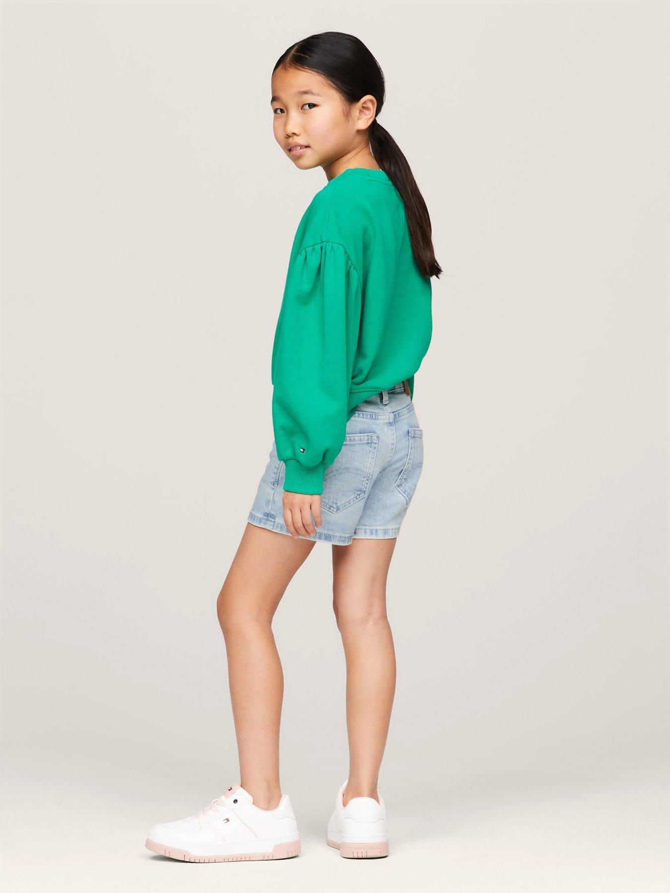 Tommy Hilfiger Girls Nora Denim Shorts - Softlight | Very.co.uk