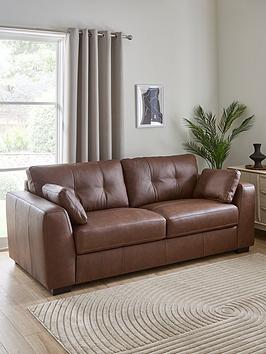 Product photograph of Very Home Arden 4 Seater Leather Sofa - Brown from very.co.uk