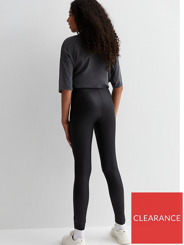 New Look 915 Girls Black Leather-Look Leggings