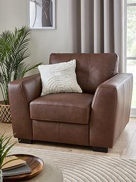 Product photograph of Very Home Arden Leather Armchair - Brown from very.co.uk