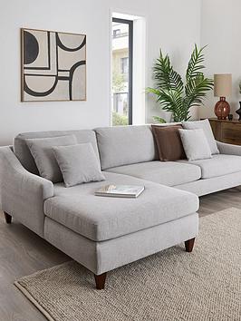 Product photograph of Very Home Aspen Left Hand Corner Fabric Chaise Sofa - Grey from very.co.uk