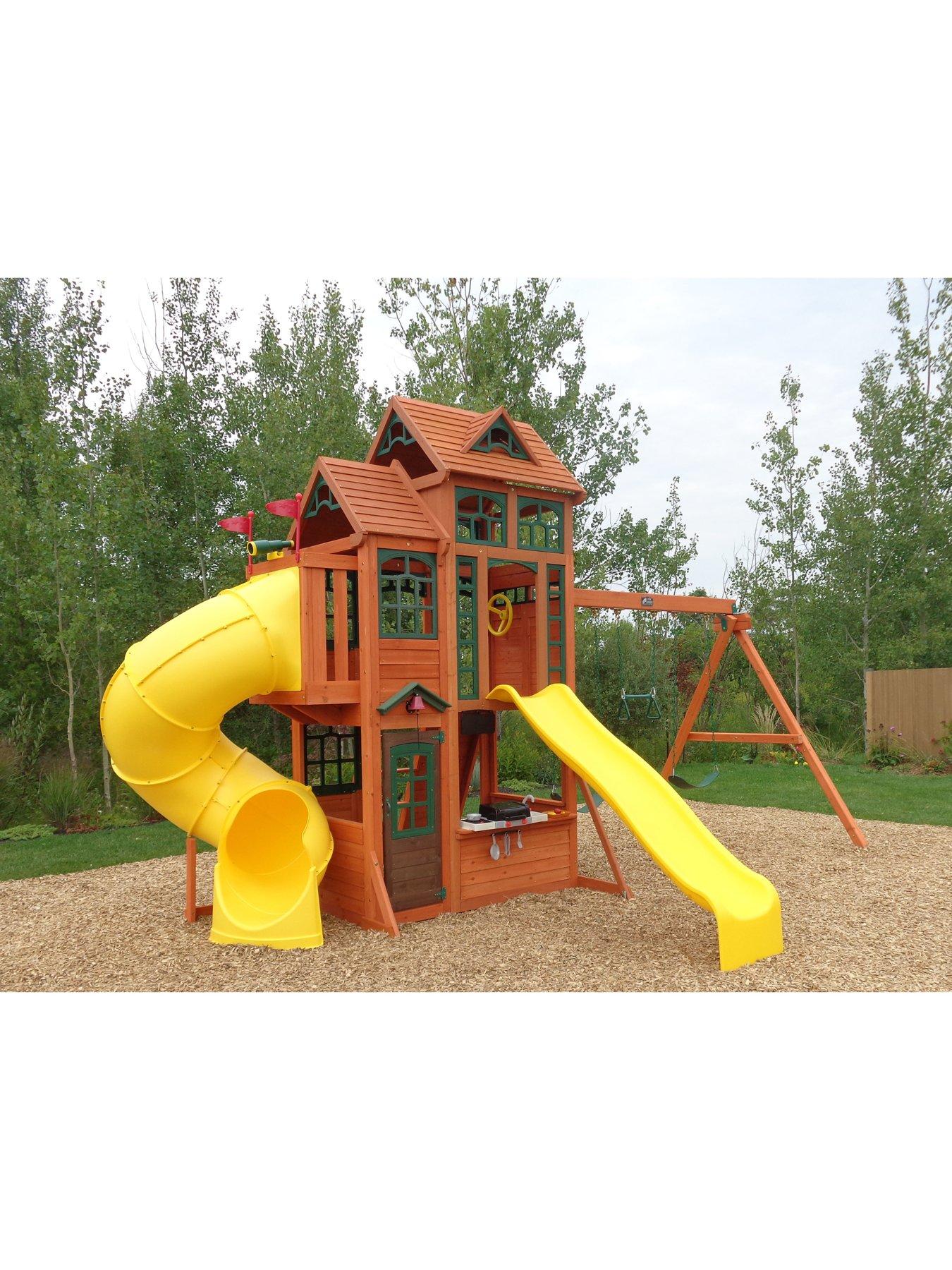 KidKraft Canyon Ridge Fort FSCWooden Outdoor Swingset Very.co.uk