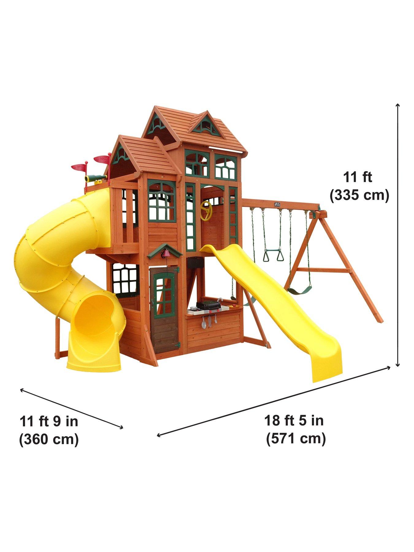 KidKraft Canyon Ridge Fort FSCWooden Outdoor Swingset Very.co.uk