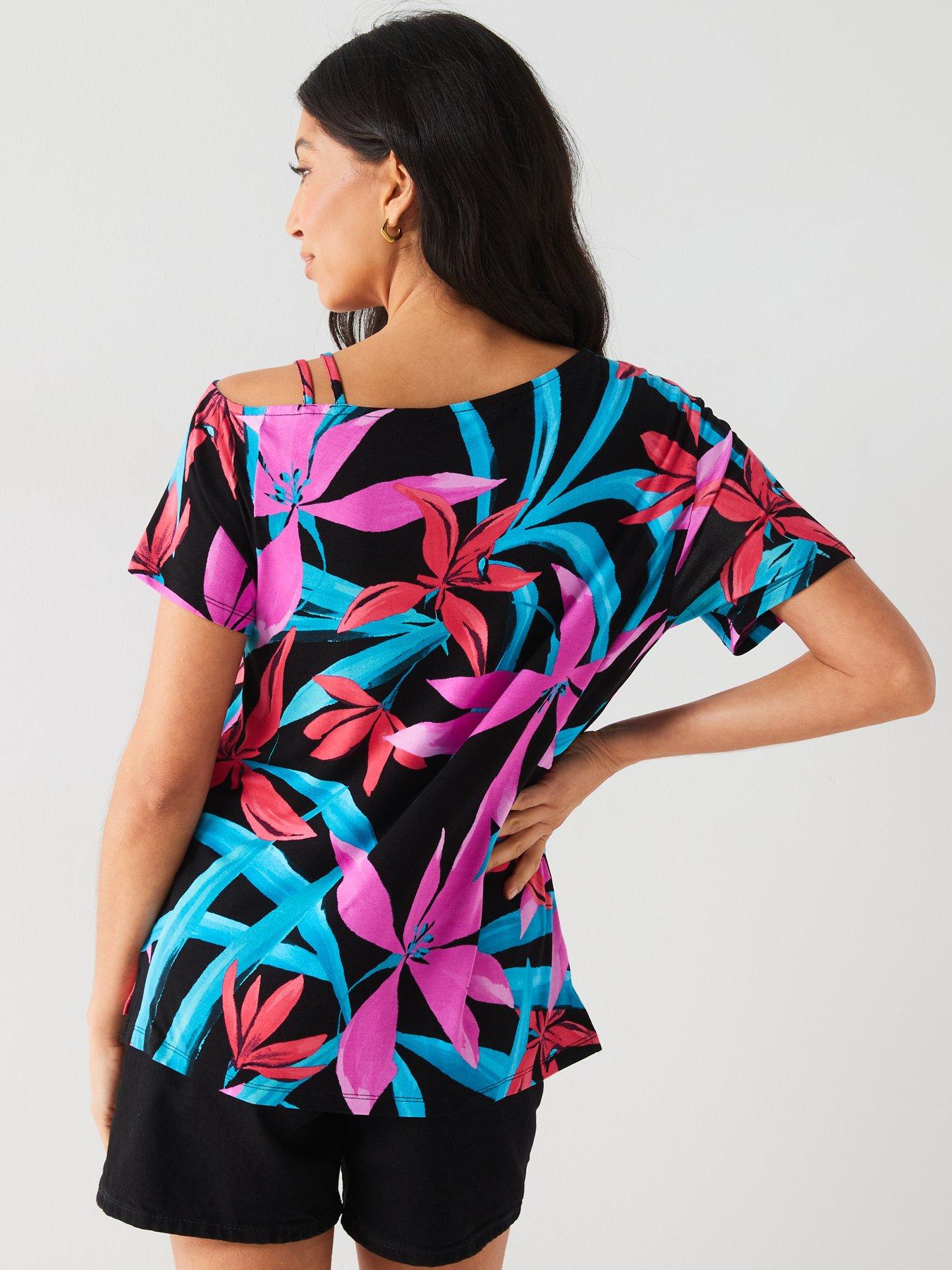 Image 2 of 6 of Everyday Slouch Strap Shoulder Detail Tshirt - Print
