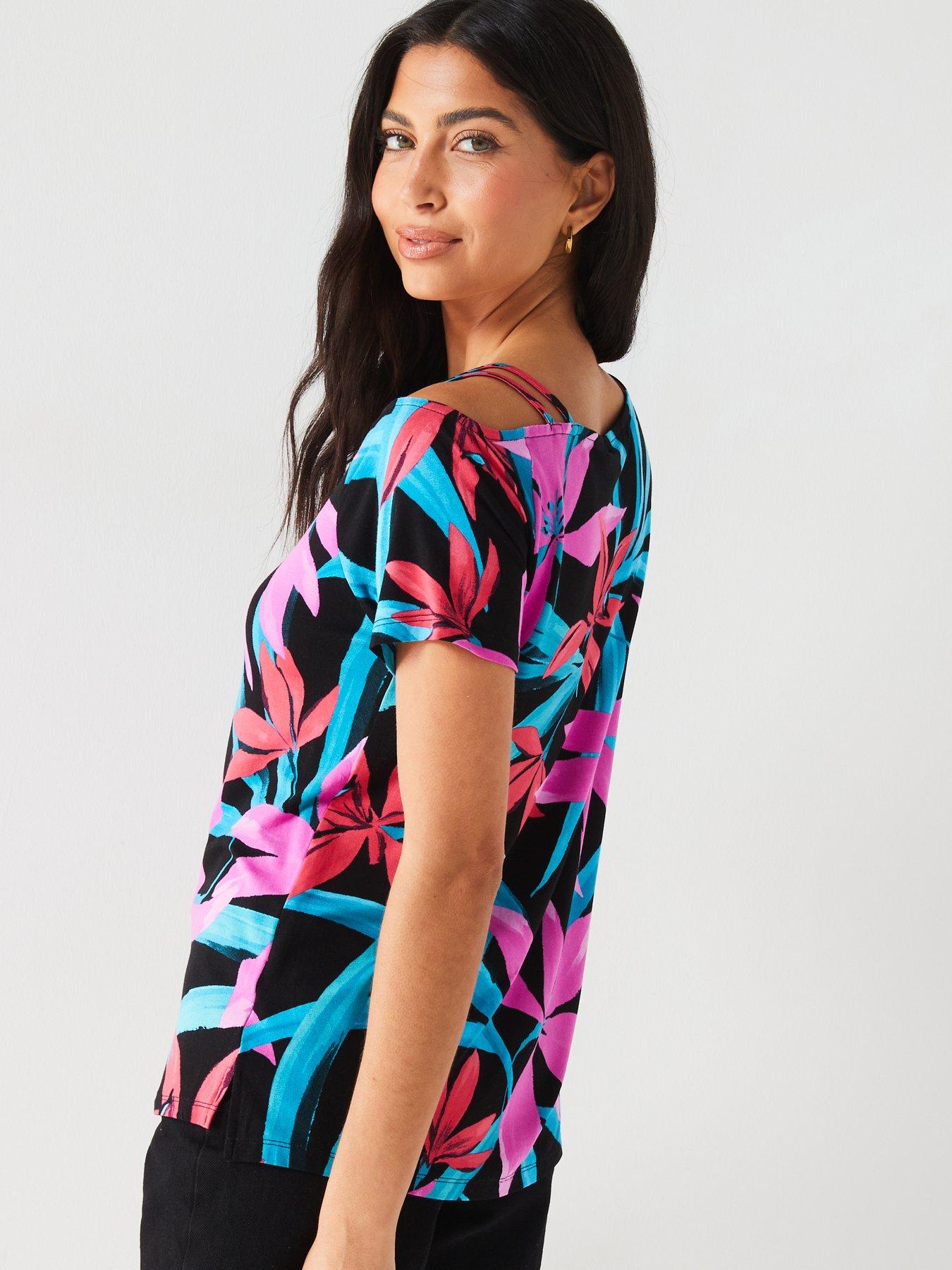 Image 6 of 6 of Everyday Slouch Strap Shoulder Detail Tshirt - Print