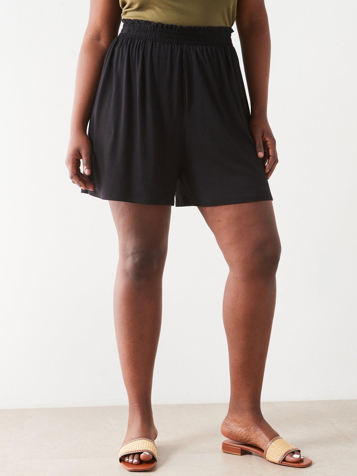 V By Very Curve Elasticated Waist Stretch Shorts - Black