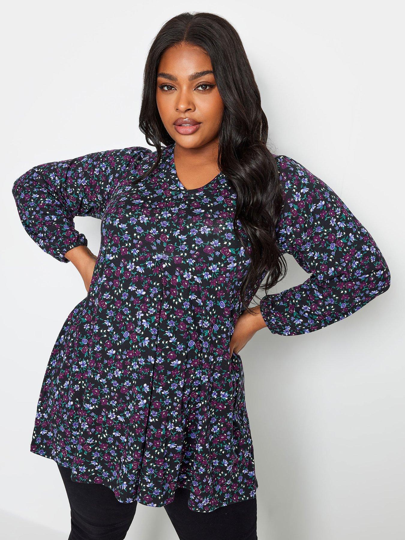 Image 1 of 4 of Yours L/s Pleat Swing Top Nocturnal Disty - Black