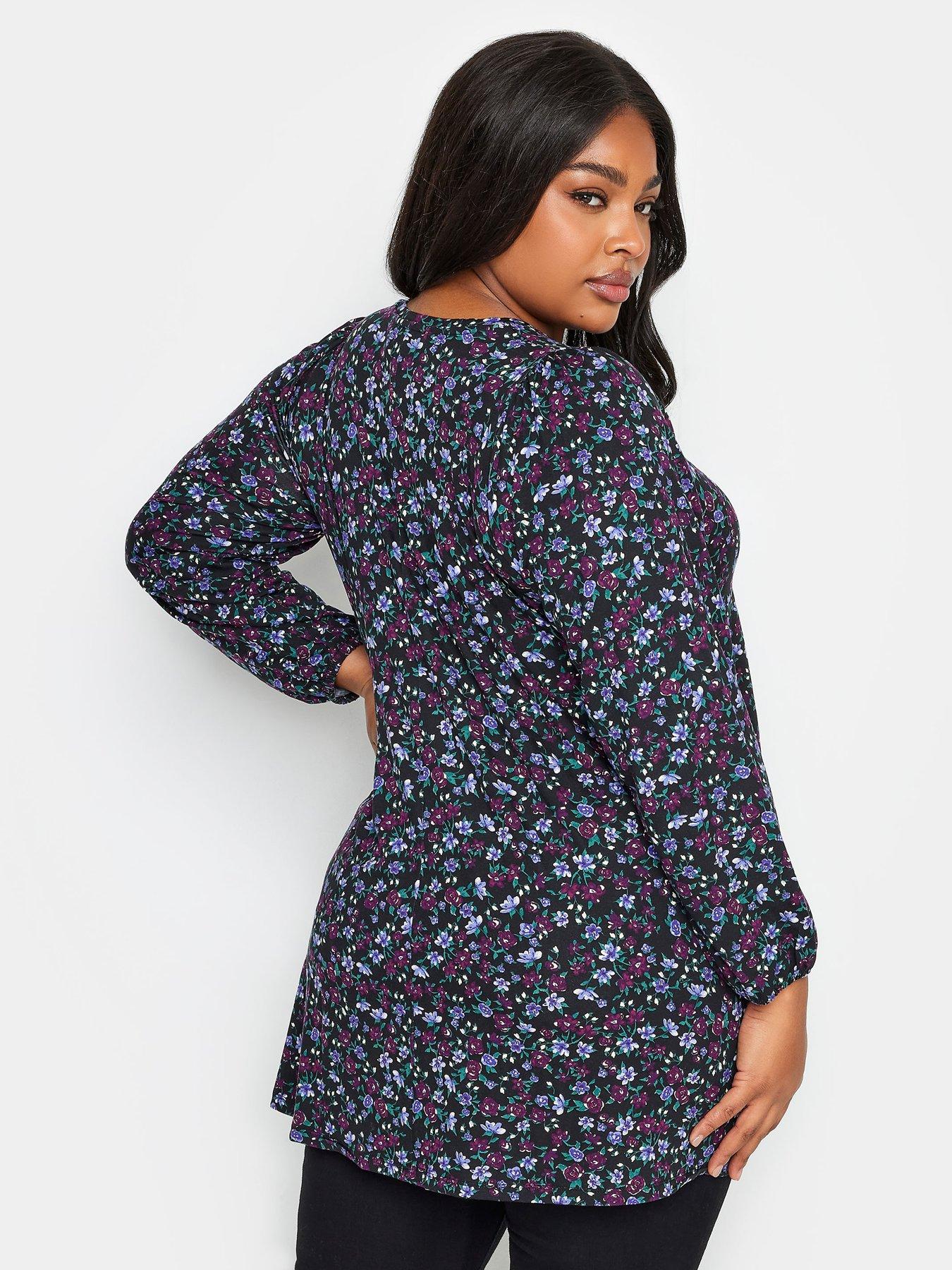 Image 2 of 4 of Yours L/s Pleat Swing Top Nocturnal Disty - Black