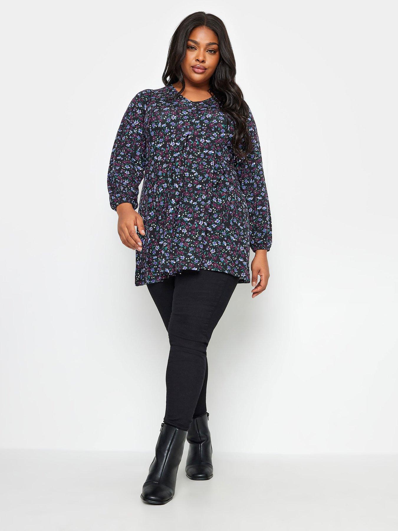 Image 3 of 4 of Yours L/s Pleat Swing Top Nocturnal Disty - Black