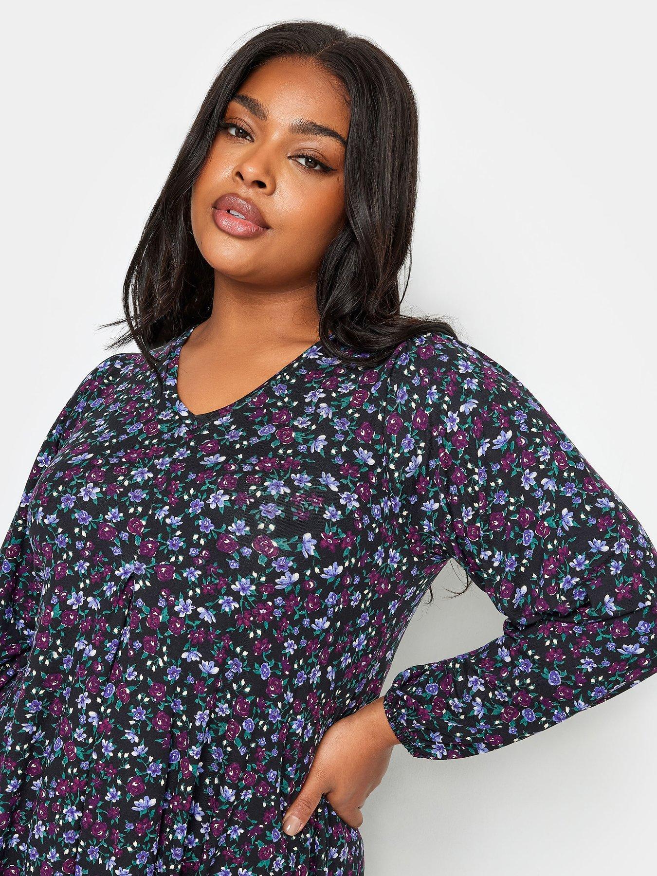 Image 4 of 4 of Yours L/s Pleat Swing Top Nocturnal Disty - Black