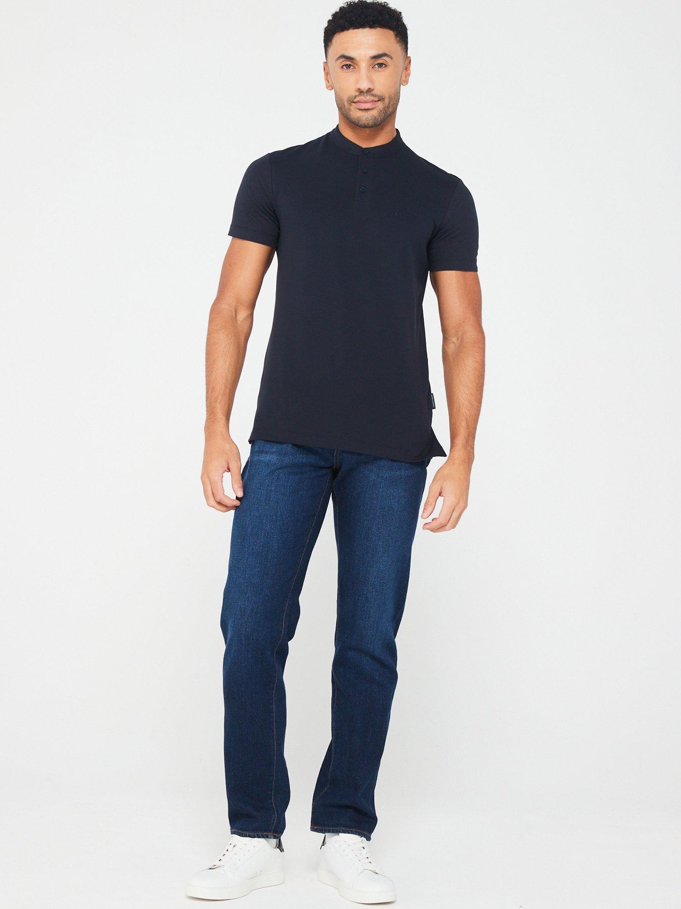 Armani Exchange Slim Fit Polo Shirt - Navy | Very.co.uk