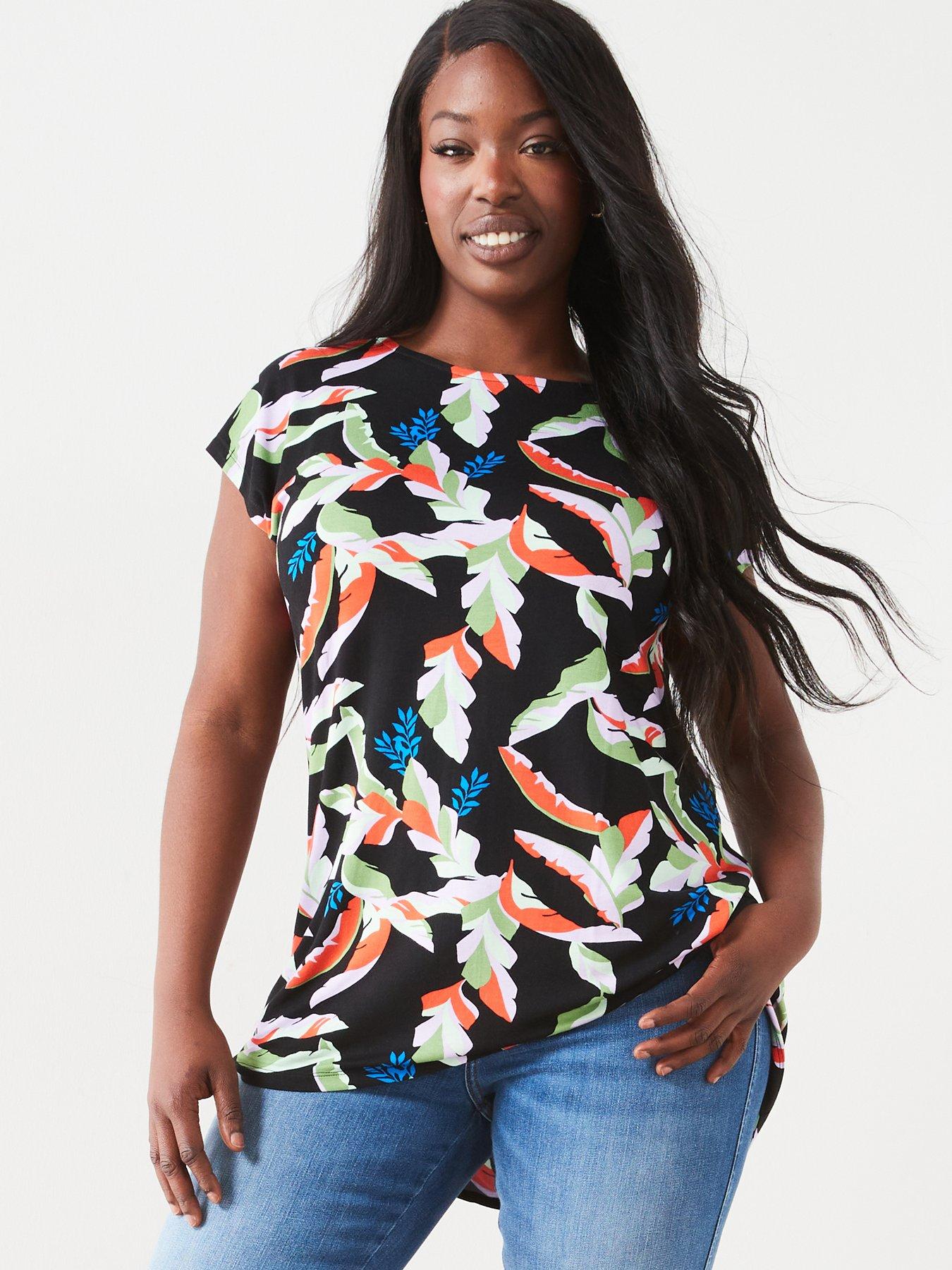 V by Very Curve All Over Print T-Shirt - Print | Very.co.uk