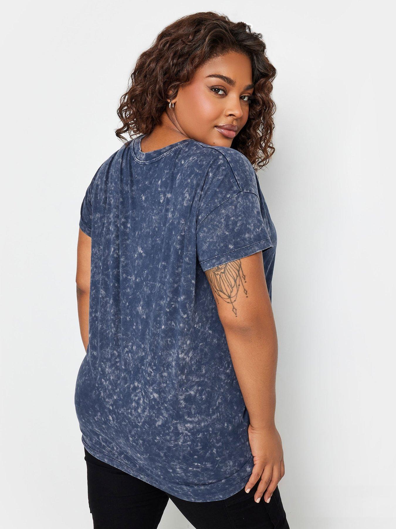 YOURS Plus Size Grey Marl 'Downtown' Slogan Print T-Shirt