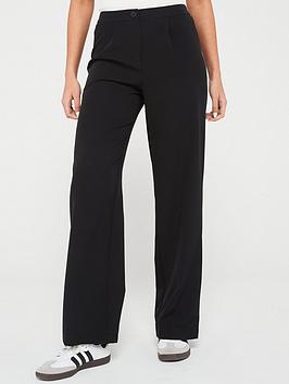 only high waisted wide leg trouser - black