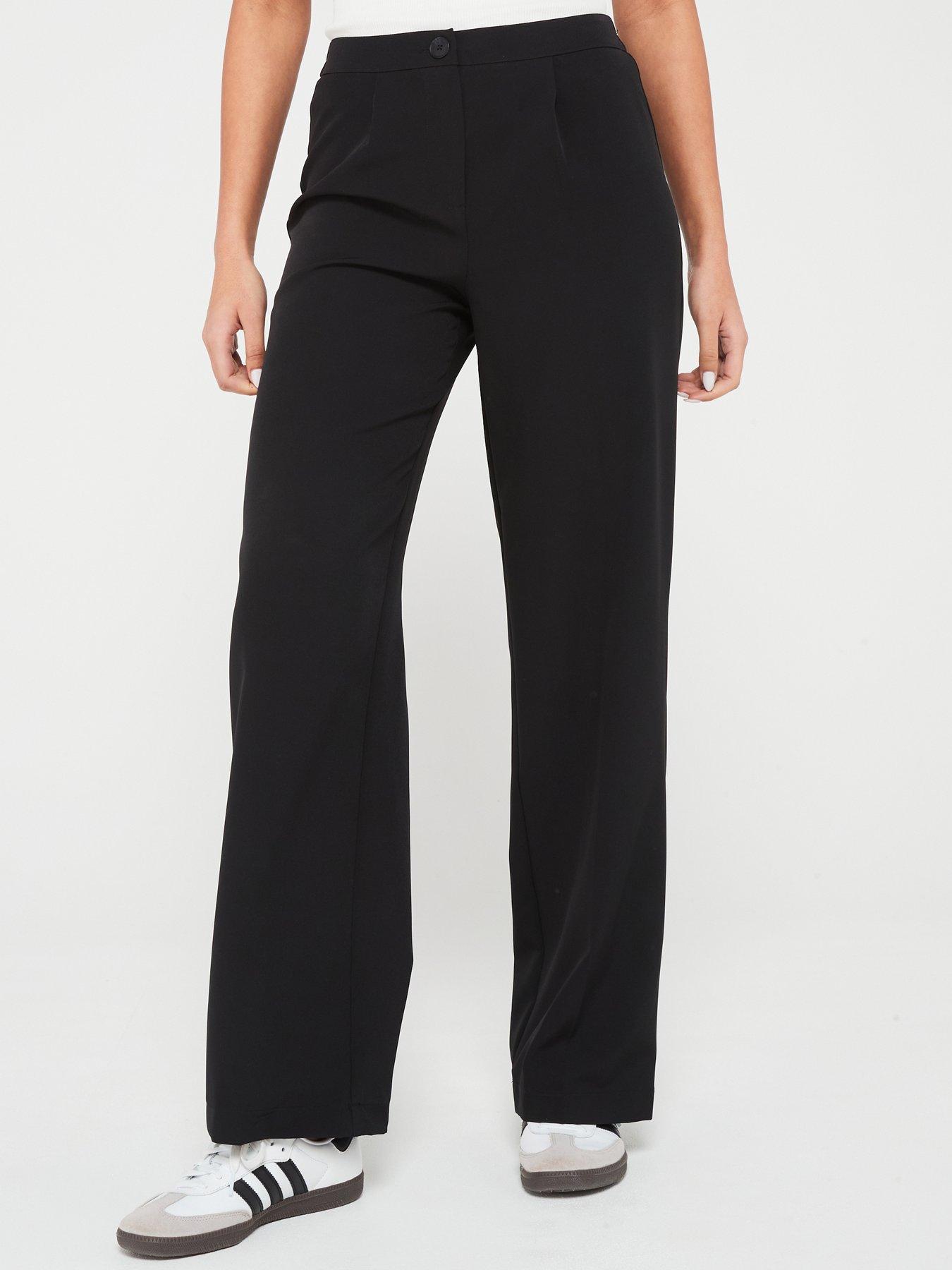 undefined High Waisted Wide Leg Trouser - Black