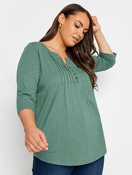 yours pintuck henley solid sea green
