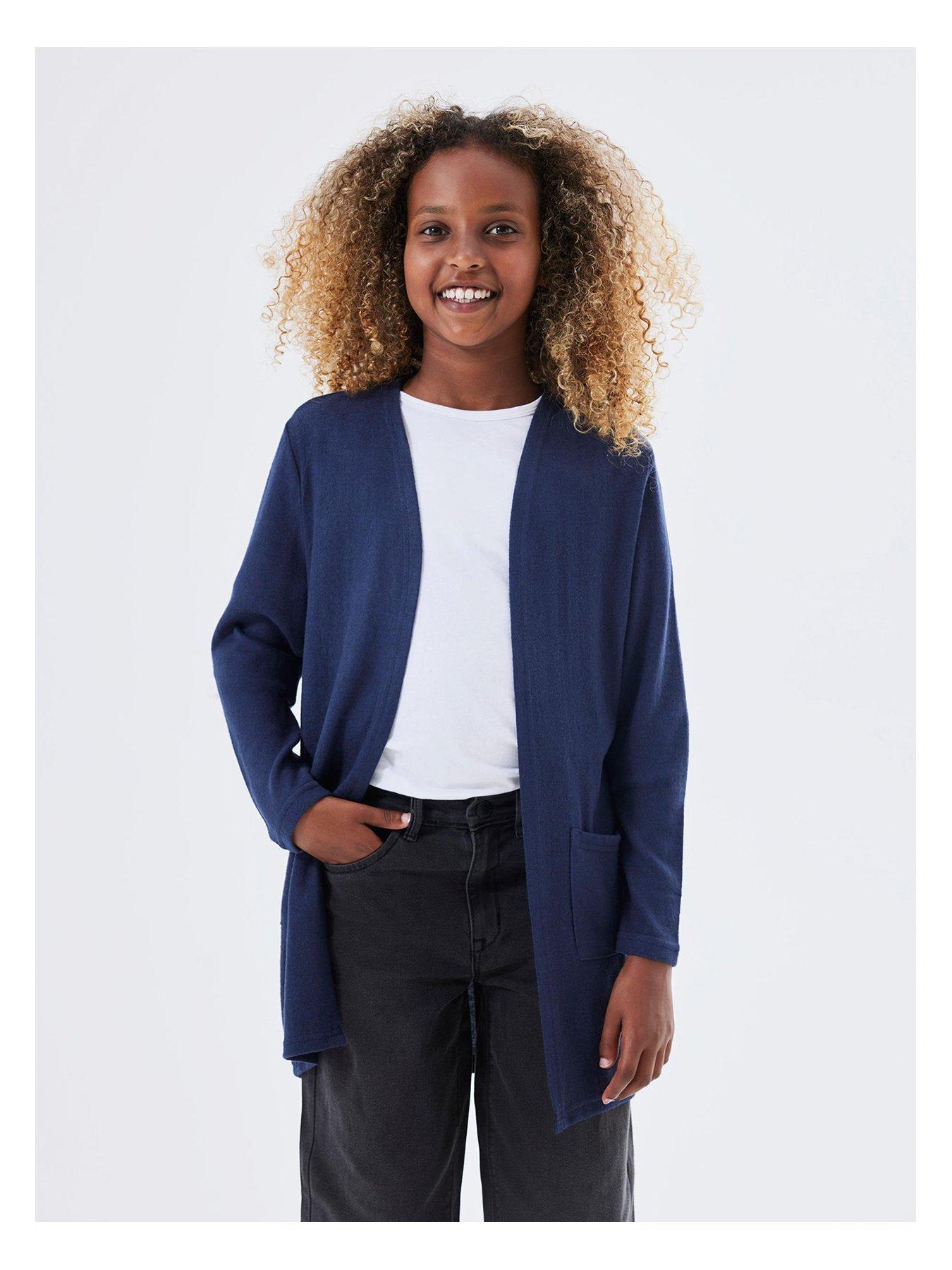 undefined Girls Longline Cardigan - Dark Sapphire