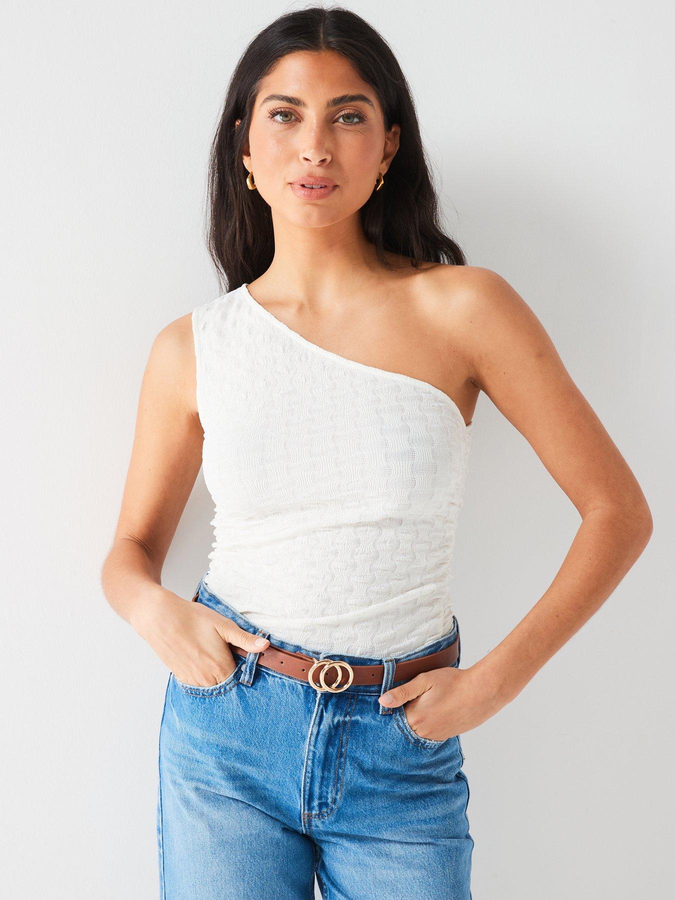 One side sleeveless top sale