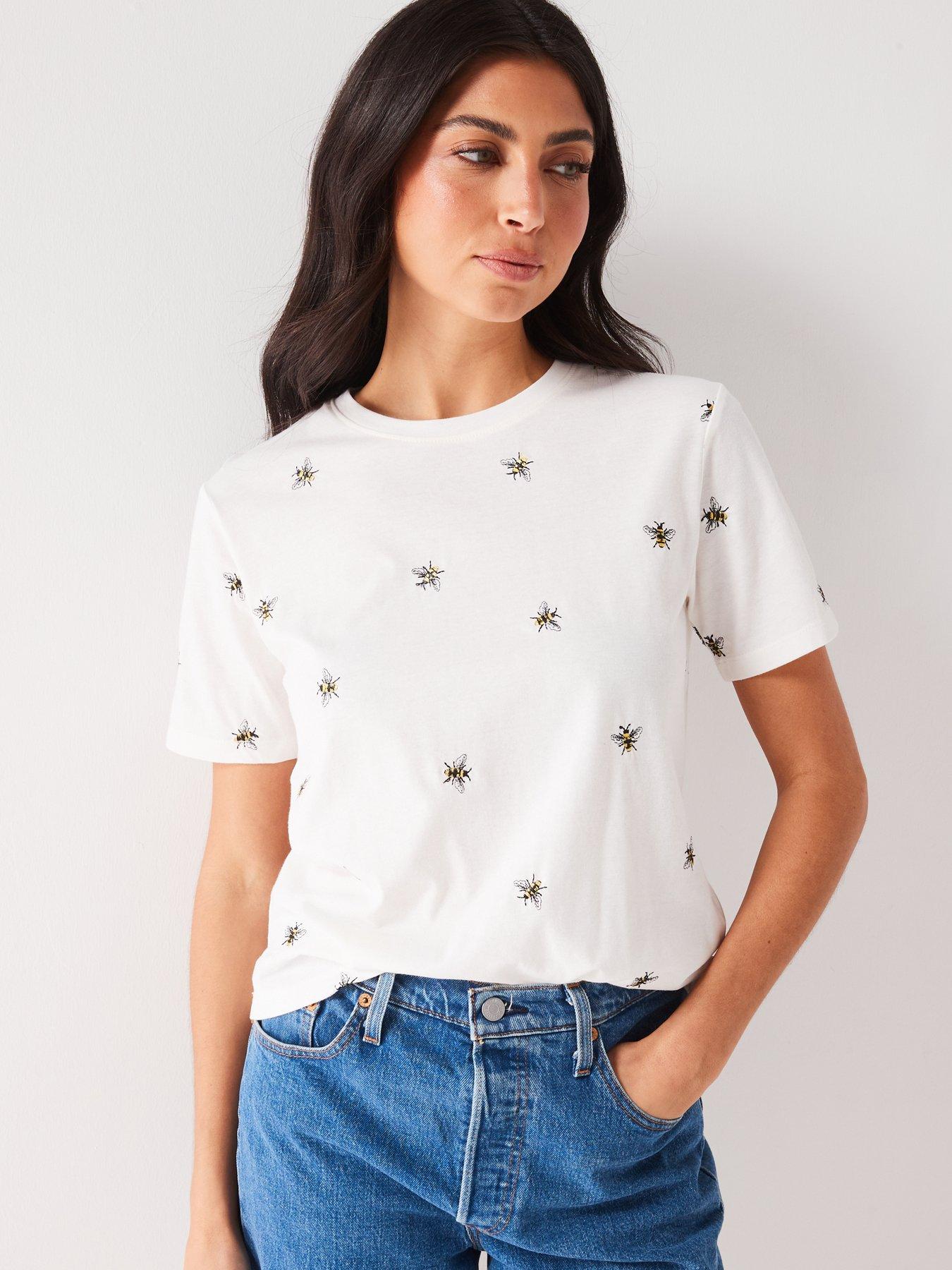 Everyday Bee Embroidery T-Shirts - White | Very.co.uk