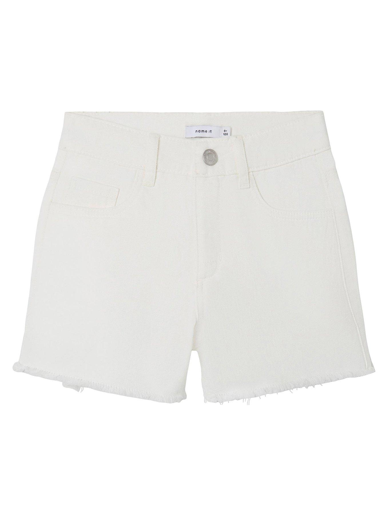 name it girls mom fit denim shorts - bright white