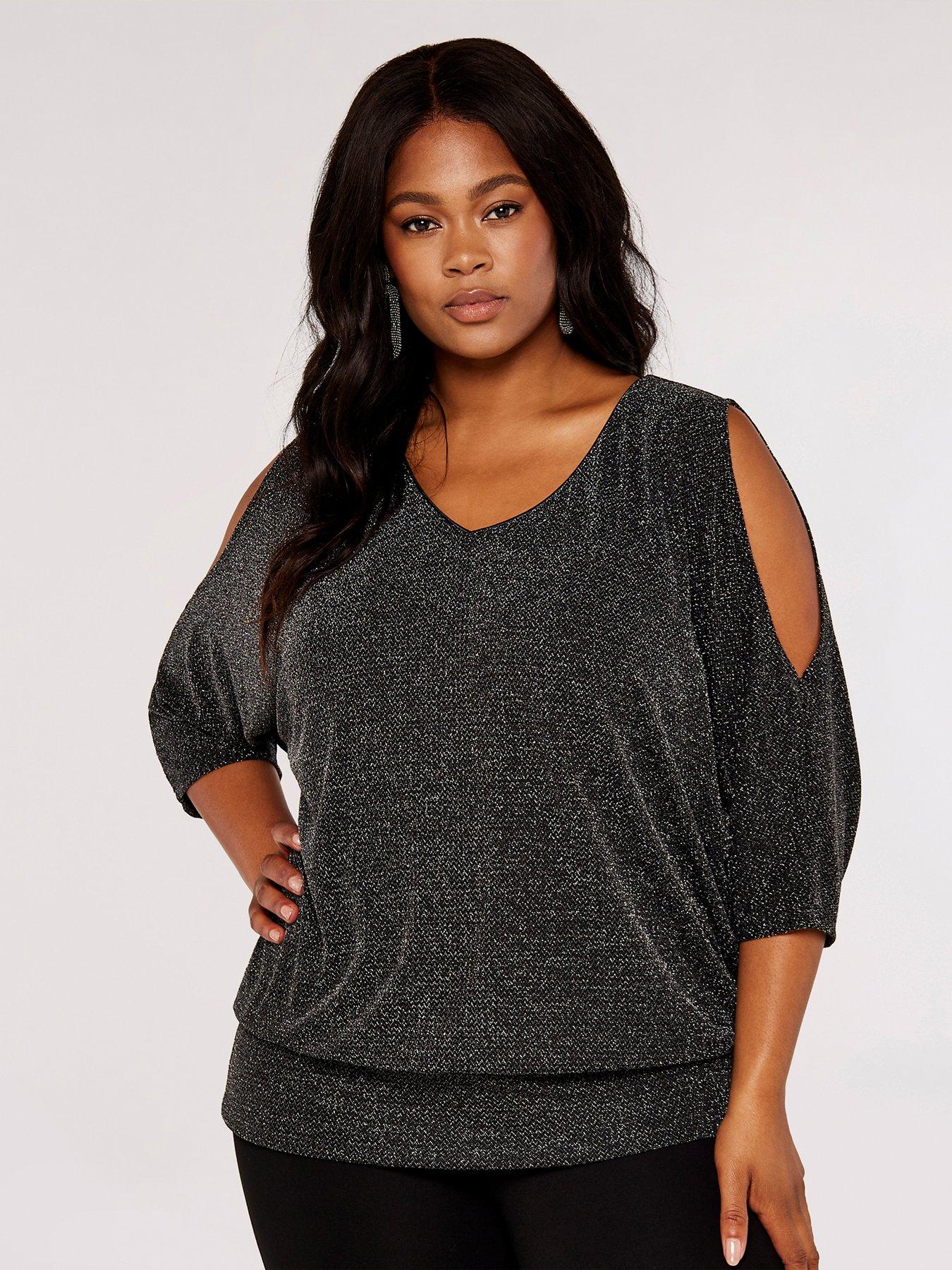 Cold shoulder cheap metallic top