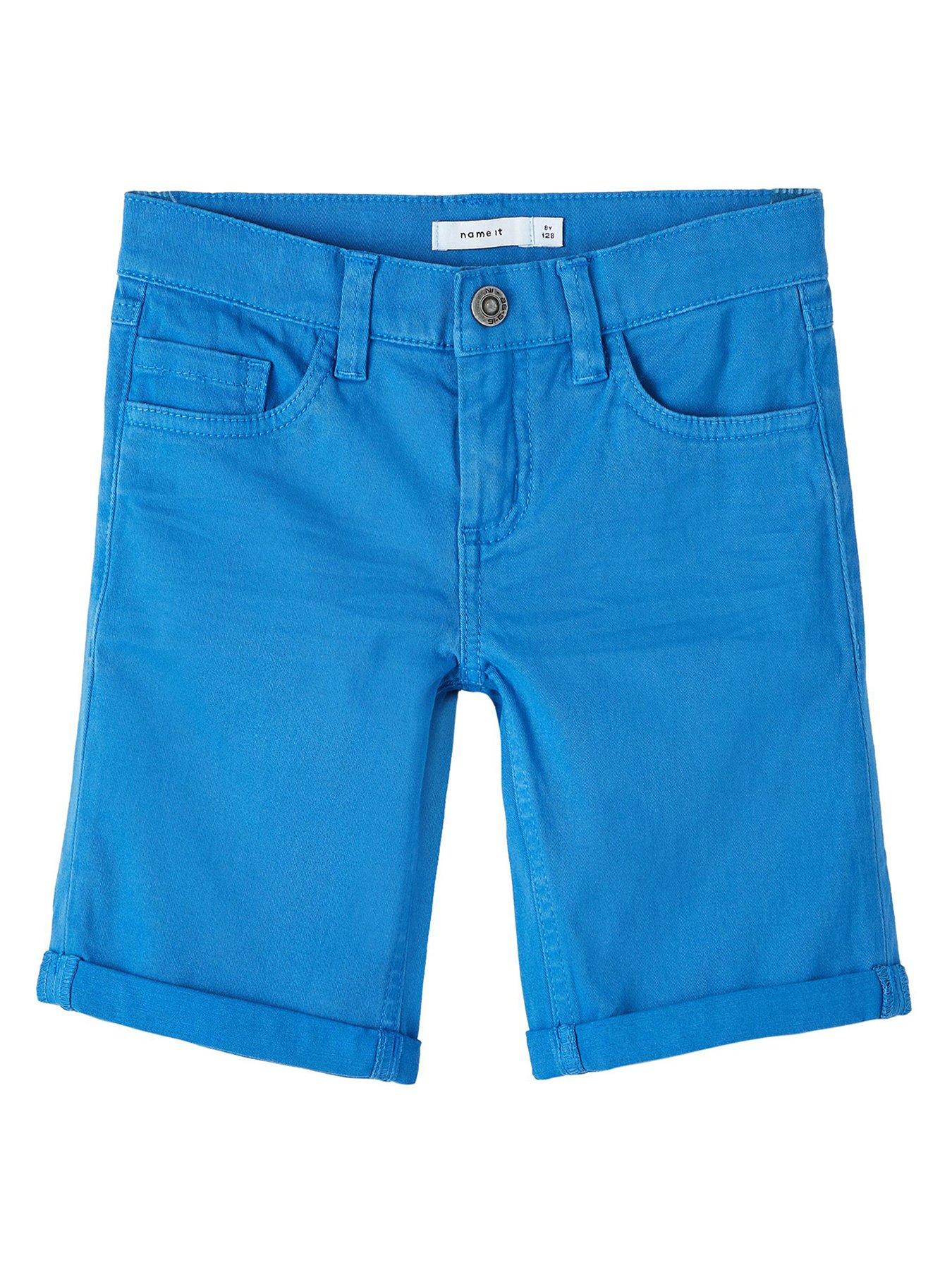 name it boys silas slim coloured denim shorts - electric blue