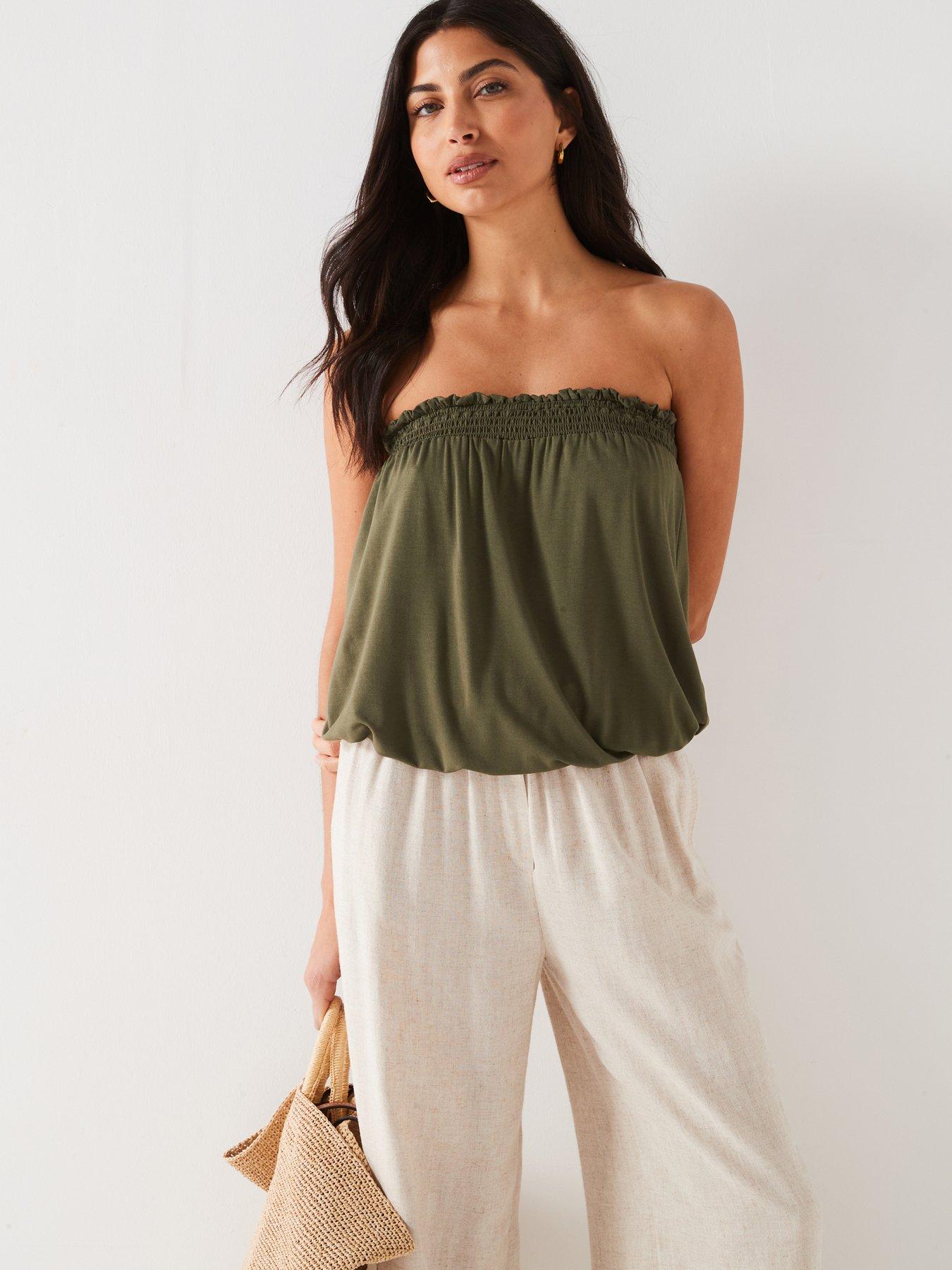 Everyday Blouson Bandeau Top Khaki