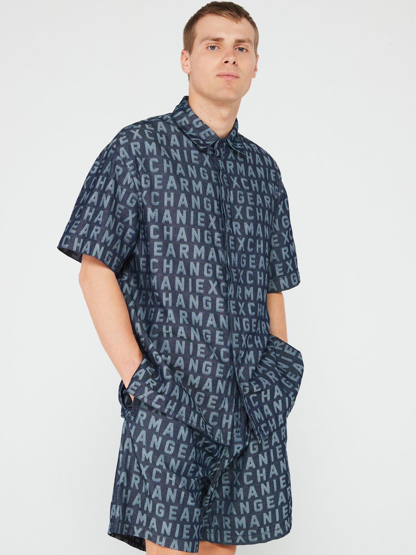 Armani Exchange Allover Print Regular Fit Short Sleeve Shirt