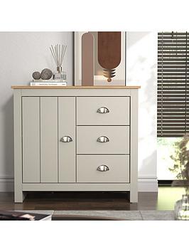 Product photograph of Very Home Atlanta Compact Sideboard - Light Grey Oak from very.co.uk