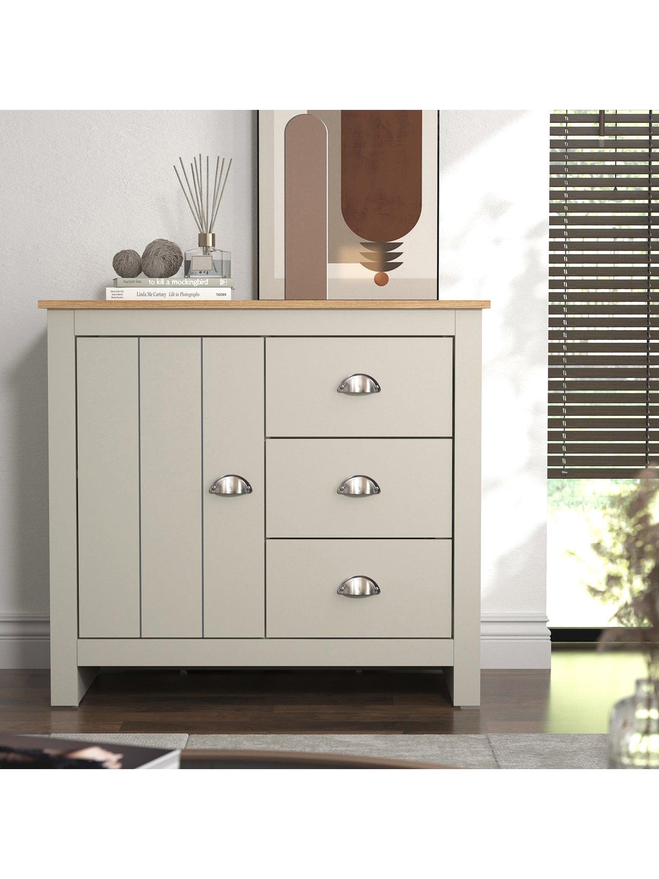 undefined Atlanta Compact Sideboard - Light Grey/Oak