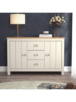 Product photograph of Very Home Atlanta Wide Sideboard - Light Grey Oak from very.co.uk