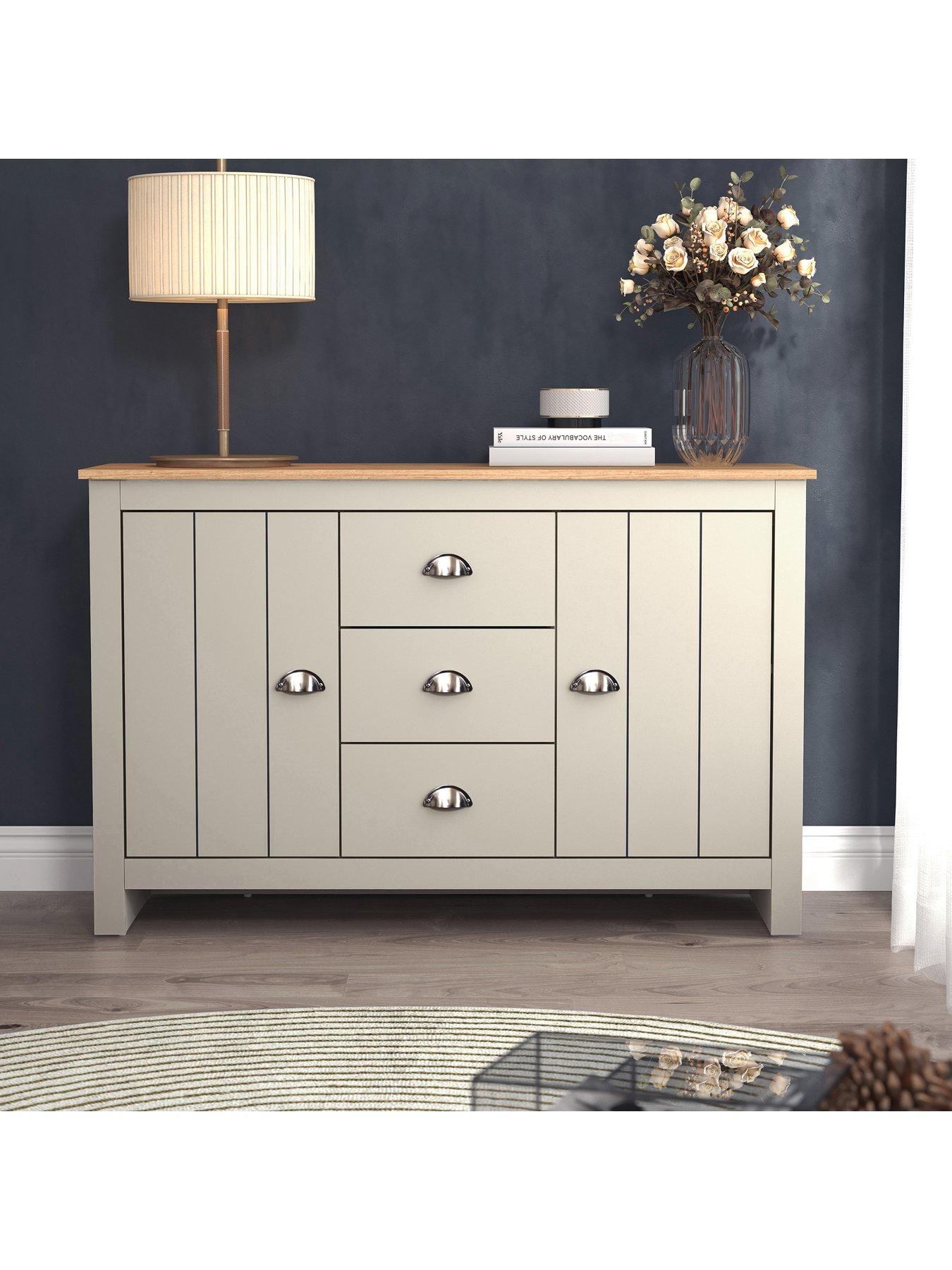 undefined Atlanta Wide Sideboard - Light Grey/Oak
