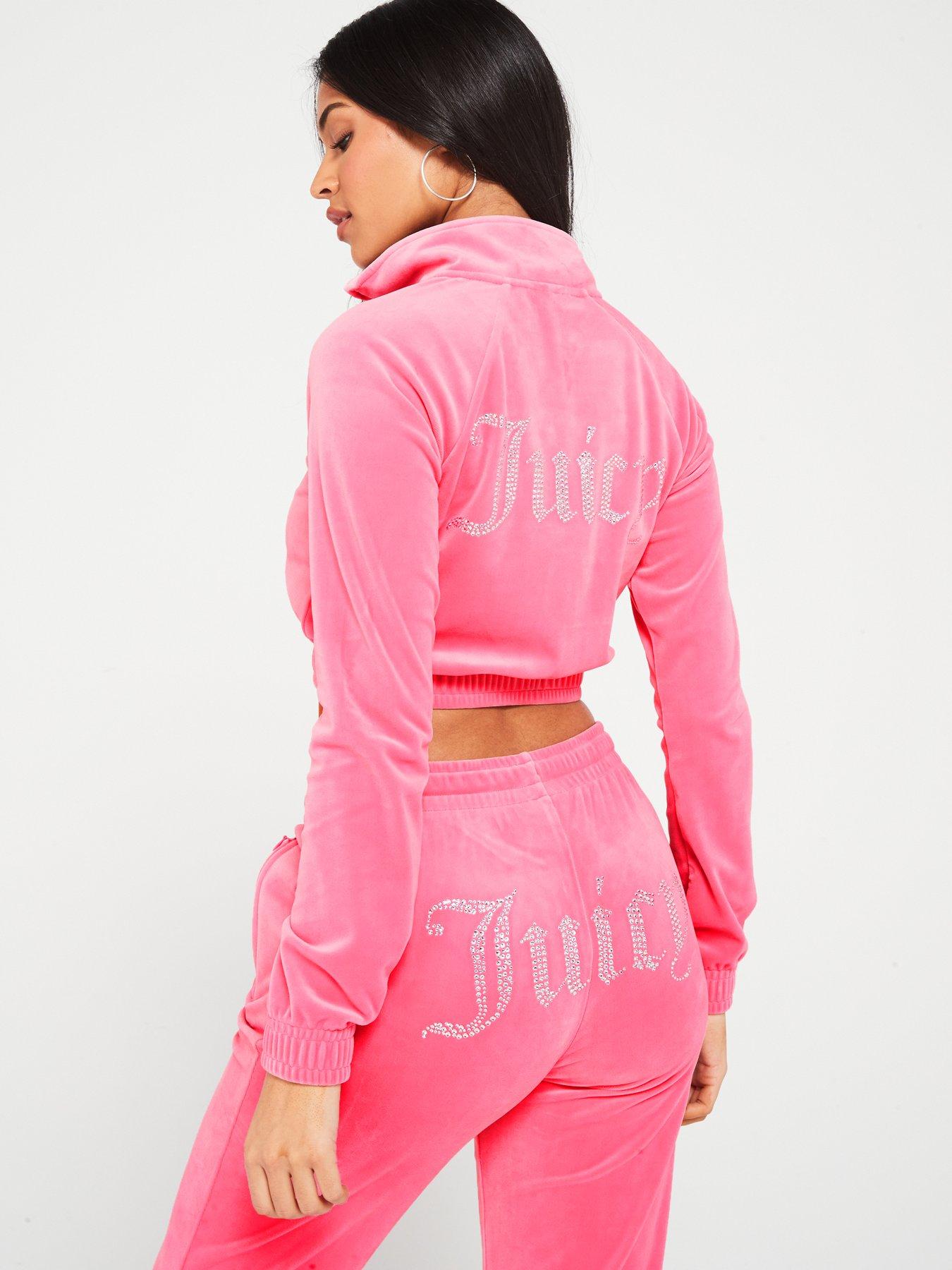 Juicy Couture Tasha Velour Cropped Track Top With Juicy Diamante Logo ...