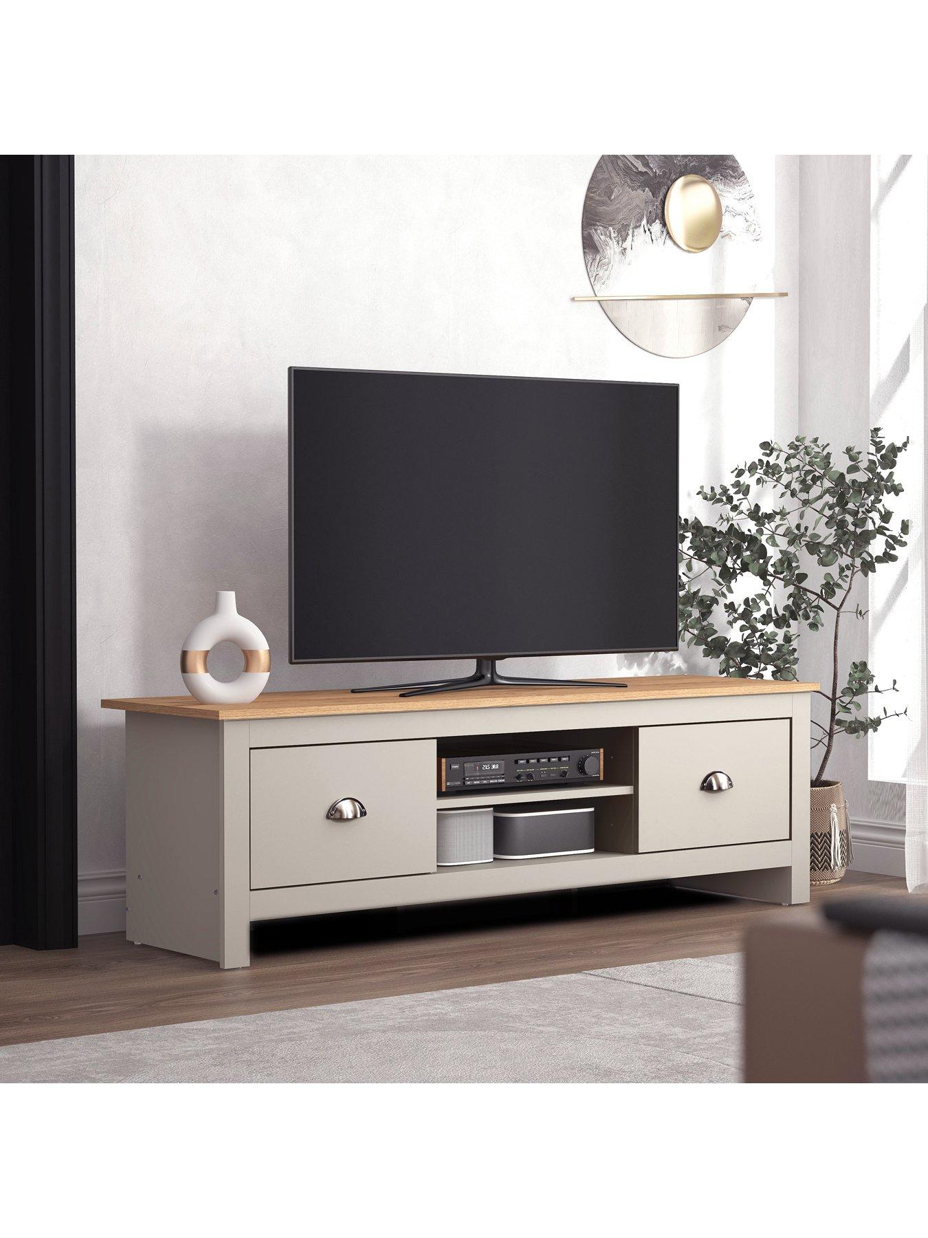 undefined Atlanta TV Cabinet - fits up to 65 inch TV - Light Grey/Oak