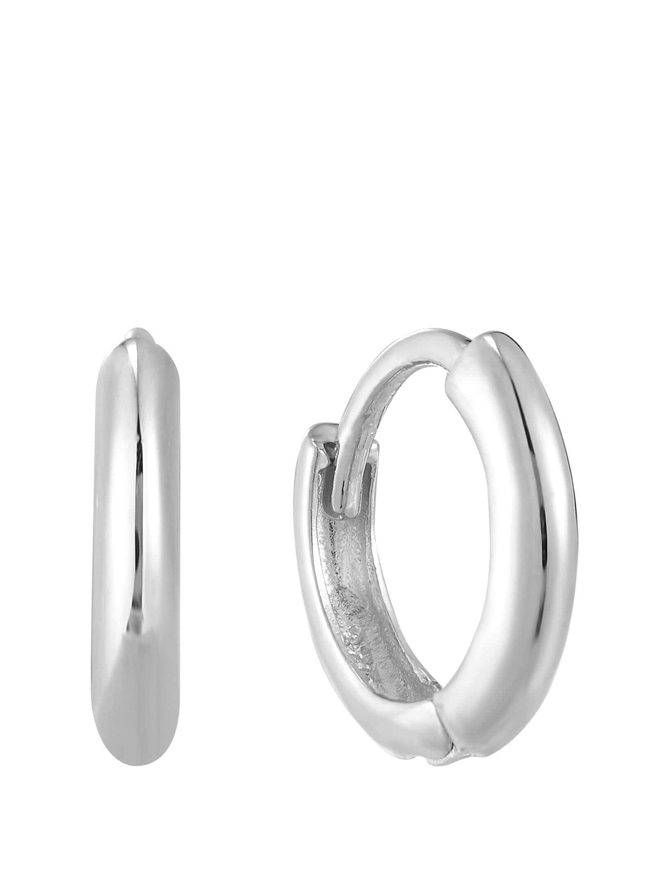 Product photograph of The Love Silver Collection Sterling Silver 10mm Tiny Huggie Earrings from very.co.uk