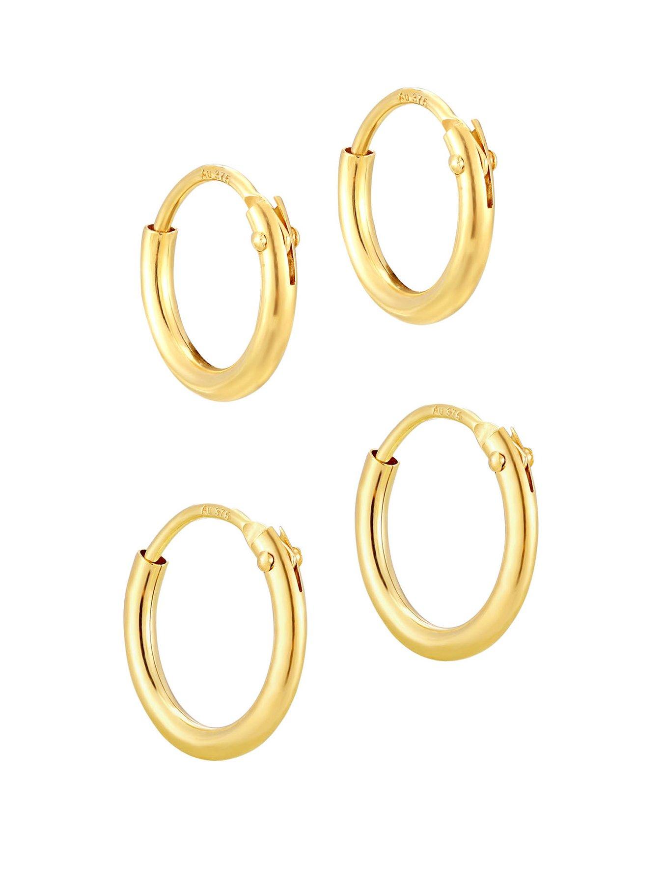 Product photograph of Love Gold 9ct Gold Tiny 9mm And 11mm Hoop Stacking Set from very.co.uk