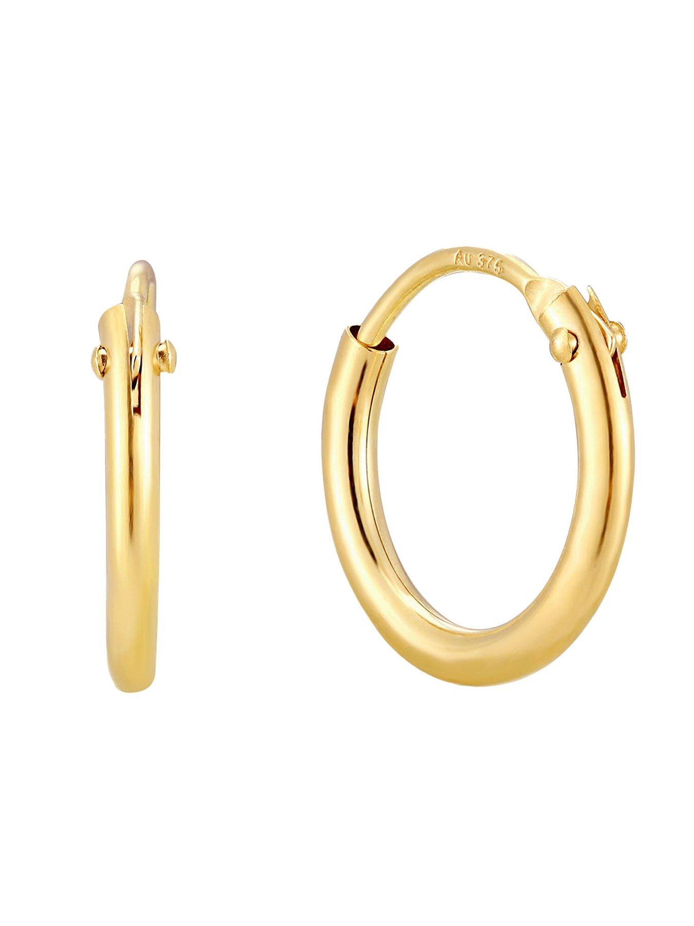 Image 4 of 5 of The Love Collection 9ct Gold Tiny 9mm and 11mm Hoop Stacking Set
