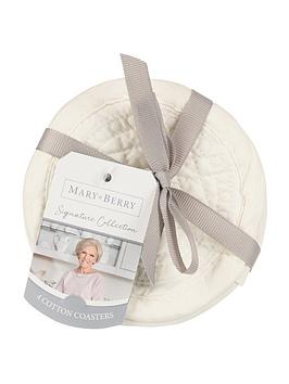 Product photograph of Mary Berry Signature Cotton Coasters In Ivory - Pack Of 4 from very.co.uk