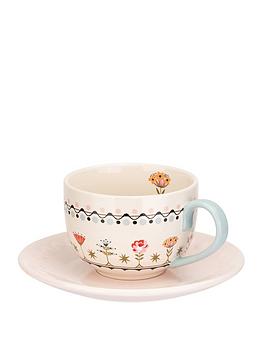 Product photograph of Cath Kidston Painted Table Teacup Amp Saucer Set from very.co.uk