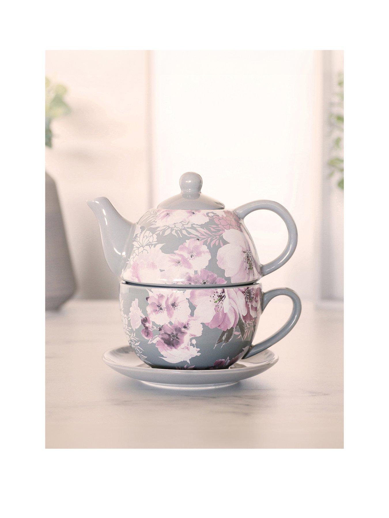 Product photograph of Catherine Lansfield Dramatic Floral Tea For One Set from very.co.uk