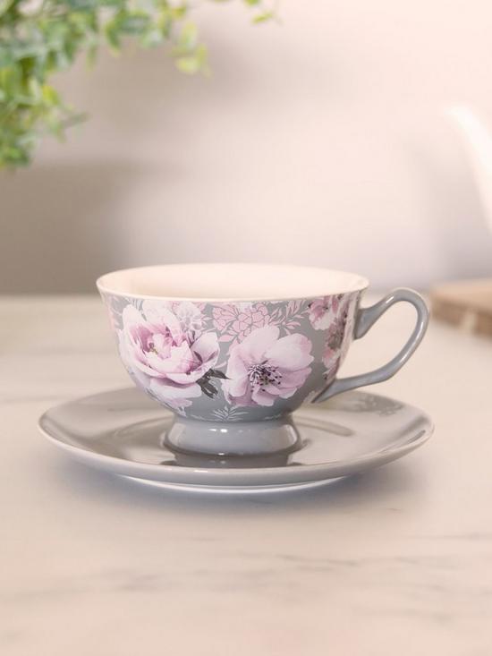 stillFront image of catherine-lansfield-dramatic-floral-teacup-amp-saucer-set
