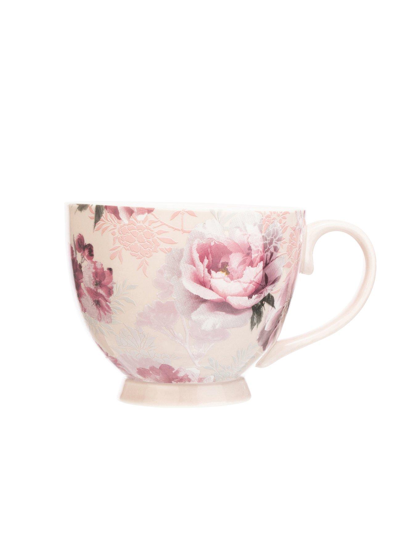 Catherine Lansfield Dramatic Floral Footed Mug Pink Very