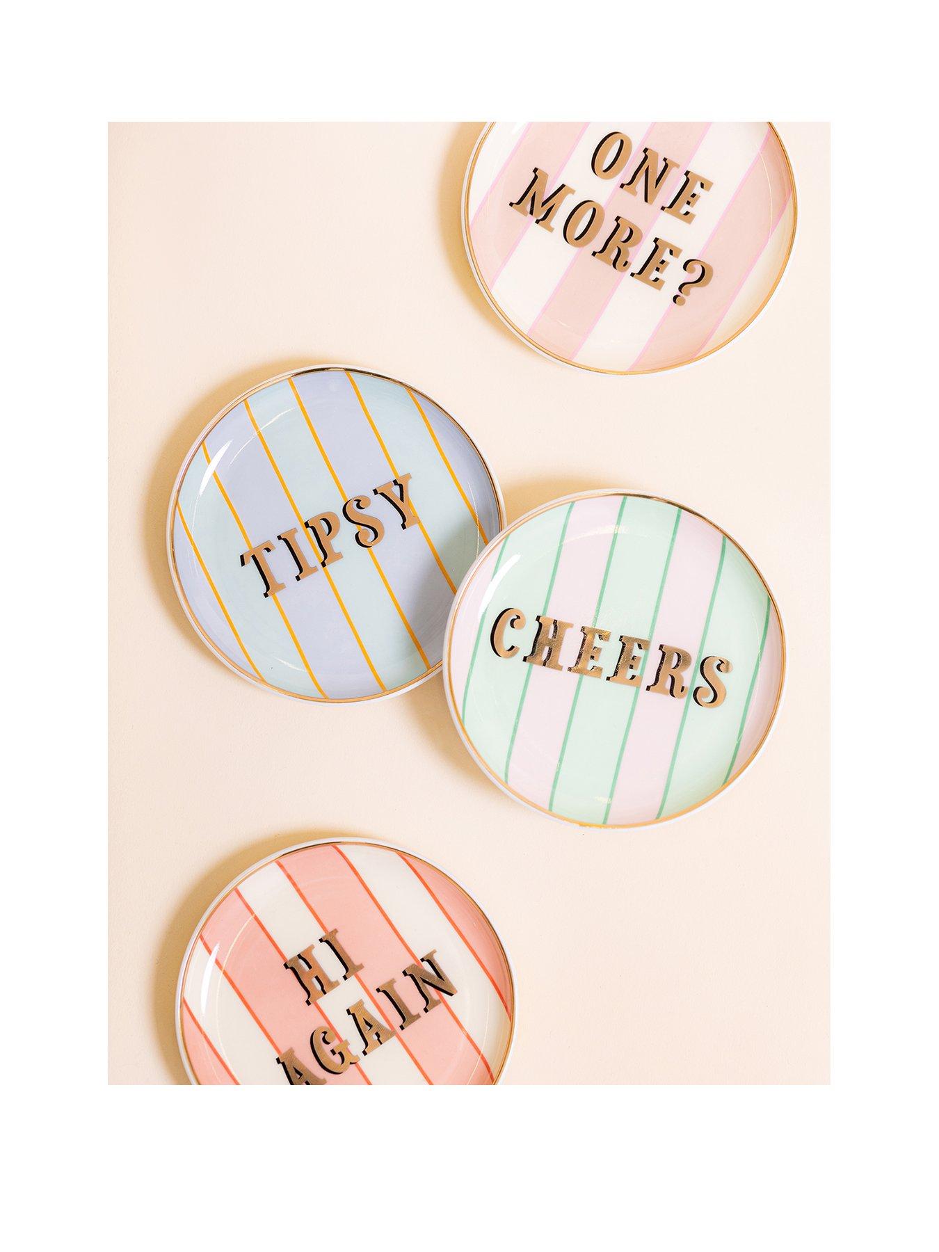 Product photograph of Yvonne Ellen Set Of 4 Ceramic Coasters - Slogan from very.co.uk